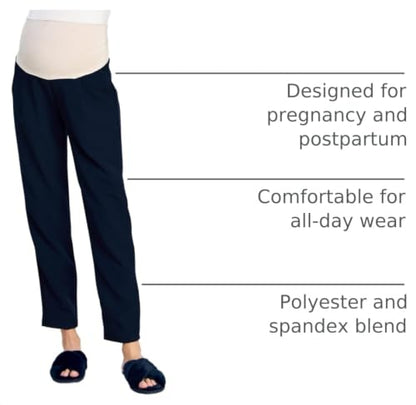 LaClef Women's Over The Belly Relaxed Fit Maternity Pants - color: Navy, size: Small