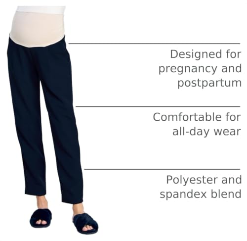 LaClef Women's Over The Belly Relaxed Fit Maternity Pants - color: Navy, size: X-Large