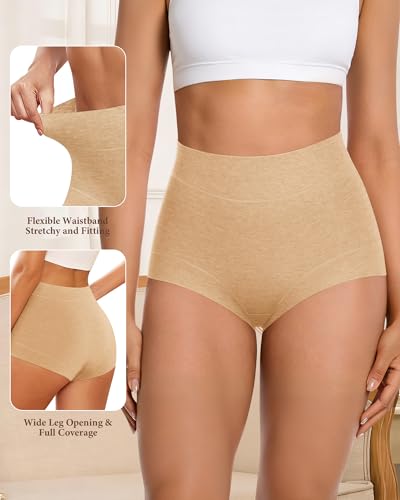 Women's High Waisted Cotton Underwear Tummy Control Briefs 4 Pack - color: Multi02-4p, size: X-Large
