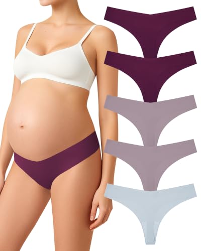 LEVAO Maternity V-Cut Seamless Women Thongs No Show Pregnancy Panties S-XL - color: Crater Brown, Dusty Grey, Grey Goose, size: X-Large