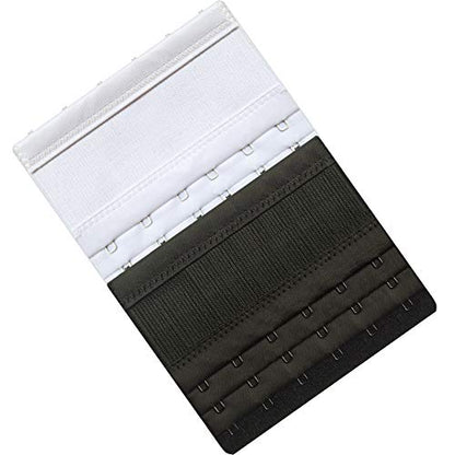 Women Elastic Bra Extenders 1-6 Hook, Bras Back Extension Strap - color: 6 Hook 3/4" Spacing,Black/White/Beige 3PCS