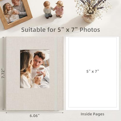 5x7 Photo Album Holds 52 Photos with Front Window Beige - color: Beige, size: 26 Pockets