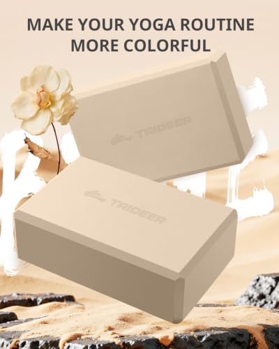 Yoga Blocks 2 Pack with Supportive Non-Slip Foam for Yoga Pilate Stretching - color: light brown