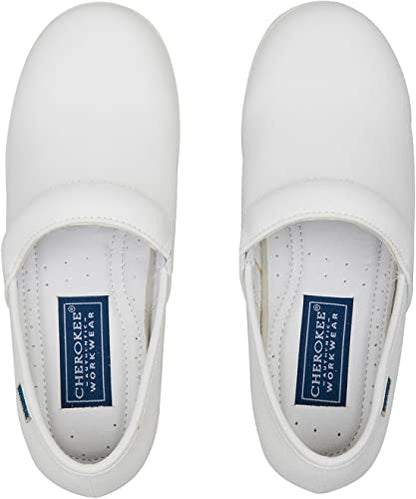 Cherokee Melody Nursing Clogs for Women Slip Resistant Leather Upper - color: White, size: 5.5