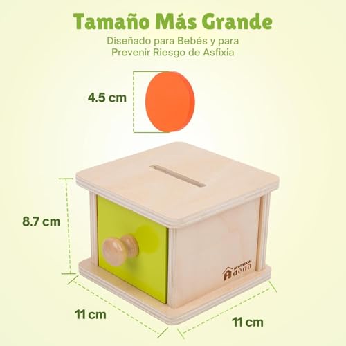 Adena Montessori Coin Box, Yellow-Green Door, 6-12m