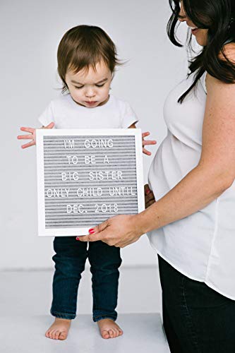 Pearhead Classic Wooden Letterboard, Photo Prop Message Board - color: Gray & White