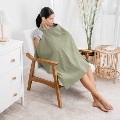 Muslin Nursing Cover and Muslin Swaddle Blankets Pack of 2 Bundled by Comfy Cubs
