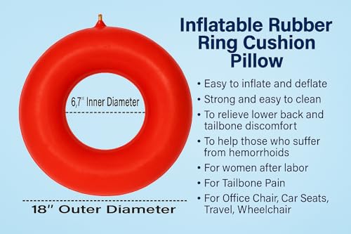 Top Med ETS Inflatable Rubber Ring Cushion Pillow for Hemorrhoid,Pregnancy 18 Inch