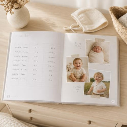 Pearhead Gray Linen Hello Baby Memory Book, Includes Clean-Touch Ink Pad - color: Gray Linen Baby Book