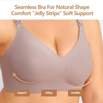 Nursing Bra for Breastfeeding,Maternity Bra Natural Shape,Nursing Sleep Bralette - color: Purple, size: Medium
