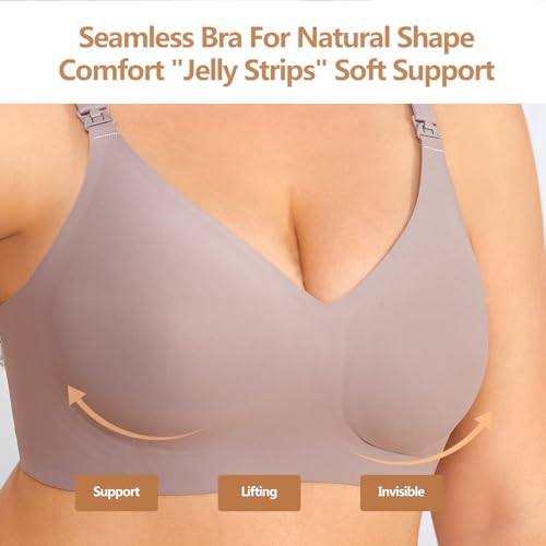 Nursing Bra for Breastfeeding,Maternity Bra Natural Shape,Nursing Sleep Bralette - color: Purple, size: Medium