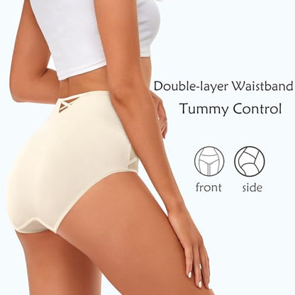 CULAYII High Waisted Underwear for Women Cotton No Muffin Top Full Coverage Briefs Soft Stretch Ladies Panties 5 Pack - color: 5 Pack-z-multicoloured, size: Medium