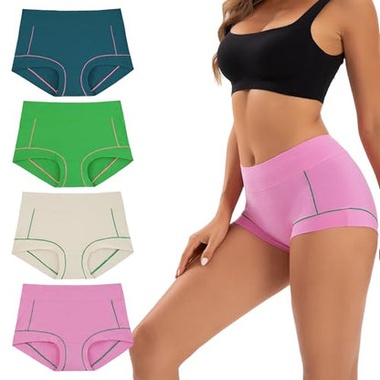 INNERSY Women's Cotton Boyshorts Underwear Soft Boxer Briefs 4-Pack - color: Candy, size: X-Large