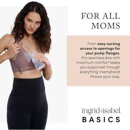 Ingrid & Isabel Basics Nursing & Pumping Bra - color: Mauve, size: X-Large