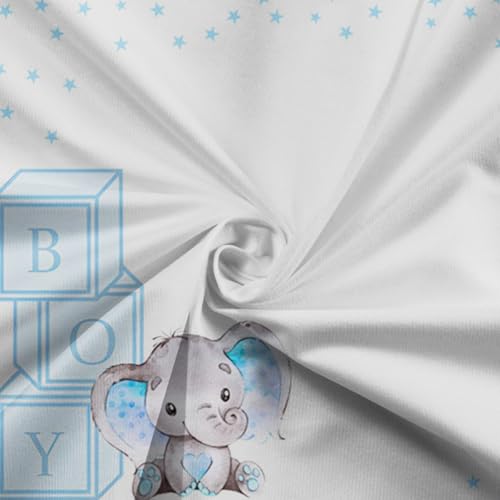 Blue Little Stars Cute Elephant Baby BOY Monthly Milestone Blanket