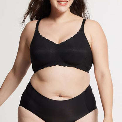 Seamless Maternity Nursing Bra -Adjustable Wide Straps & 3D Lift, Breathable Fabric for Nursing Sleep Bra - color: Black, size: 3X-Large