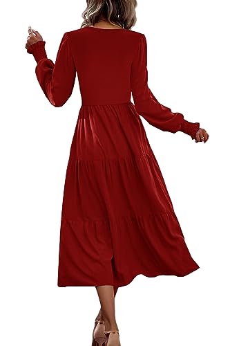 CzzzyL Womens Flutter Sleeve Nursing Dress for Breastfeeding with Pockets - color: Red-09, size: Medium