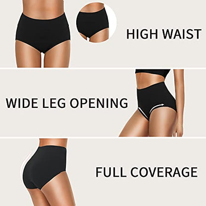 OLIKEME Cotton Underwear High Waisted Panties Full Coverage Underpants Soft Strech Ladies Briefs for Women Multi Pack - color: Multi-c-5 Pack, size: Medium