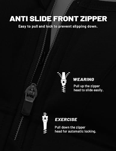 SYROKAN Zip Front Velcro Straps Sports Bra Plus Size - color: Black, size: 32D