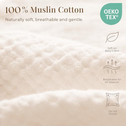 Konssy 2-Pack Muslin Nursing Pillow Covers, Cream Soft Slipcover for Baby - color: Brown,cream