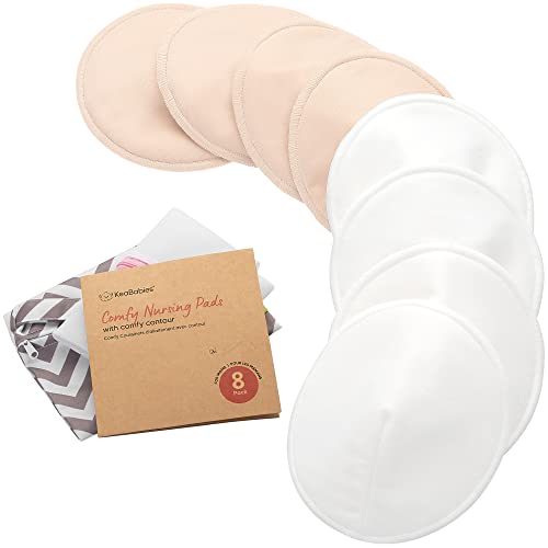 Organic Nursing Pads, 8 Washable Breast Pads,Wash Bag (Bare Beige, M 4.6") - color: Bare Beige, size: 8pk, L 5"
