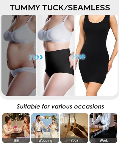 LEVAO Women's Tummy Control Underwear High Waisted Seamless Panties 4 Pack - color: Black*4, size: Medium
