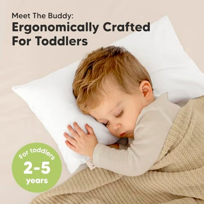 Toddler Pillow with Pillowcase, 10x18 My Little Dreamy Pillow (Soft White) - color: Soft White, size: Buddy 10x18