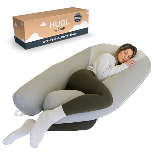Plufl Hugl Cooling Body Pillow for Adults, U Shaped Pregnancy Pillow, Grey - color: Grey, size: Standard