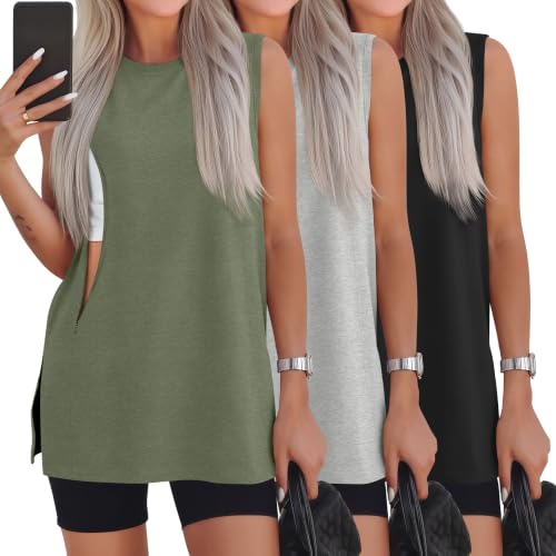 Ficerd 3 Pack Women's Nursing Tank Tops - color: Gray Green, Light Gray, Black, size: XX-Large