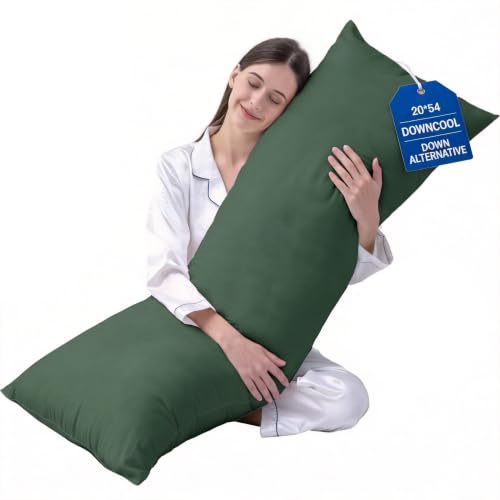 DOWNCOOL Large Body Pillow Insert- Breathable Full Body Pillow for Side Sleeper - Soft Long Bed Pillow for Adults - 20 x 54 inch (Green) - color: Sage Green, size: Insert Only