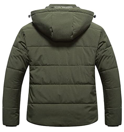CREATMO US Women's Plus Size Warm Puffer Jacket Waterproof Fleece Lined Winter Coat with Removable Hood - color: Army Green, size: 4X