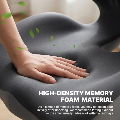 Ergonomic Seat Cushion with L-Shaped Design for Office Chair (Grey) - color: Grey