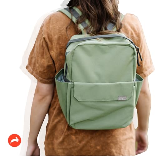 Mini Roo Diaper Bag Backpack, Moss Green Baby Bag - 6 Pocket Daily Carry - color: Moss