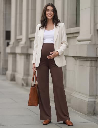 MathCat Maternity Pants Pregnancy Work Trousers Over the Belly - color: Taupe, size: Large