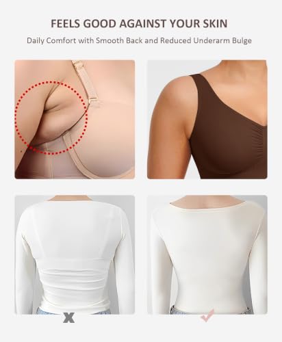 FeelinGirl Seamless Everyday Bras for Women No Underwire with Wide Straps - color: Dark Brown, size: Medium