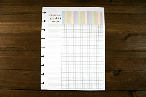 Classroom Checklist Refills for 9-Disc Medium Size (7 x 9.25 inches) Planners, Classic Teacher Planner Inserts FeroniArt Inserts Compatible with Happy Planner ARC and TUL