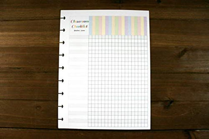 Classroom Checklist Refills for 9-Disc Medium Size (7 x 9.25 inches) Planners, Classic Teacher Planner Inserts FeroniArt Inserts Compatible with Happy Planner ARC and TUL