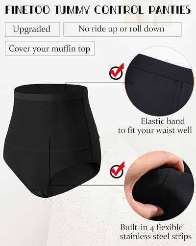 FINETOO Tummy Control Underwear Shapewear for Women Seamless High Waisted Panties Moderate Control Briefs S-3XL - color: B-2pack, size: Medium