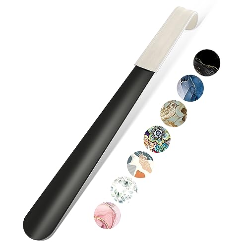 16.5 Inch Long Handle Shoe Horn for Seniors Men Women Kids, Metal Shoe Horns for Boots - color: Ivory