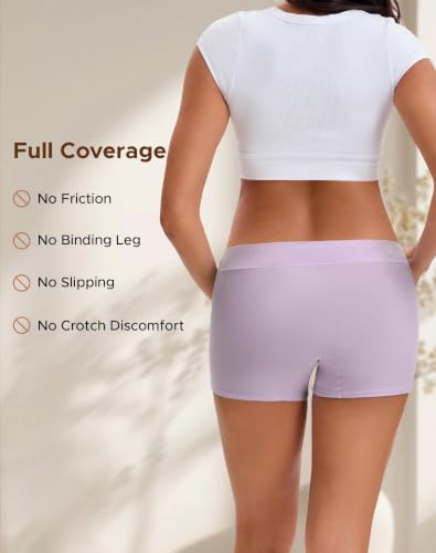 INNERSY Women's Maternity Underwear Cotton Pregnancy Boyshorts 4-Pack - color: Lavender, size: Medium