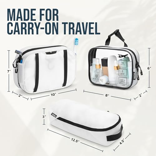 TRIPPED Travel Gear 3-Piece Travel Toiletry Bag Set - color: White Ripstop