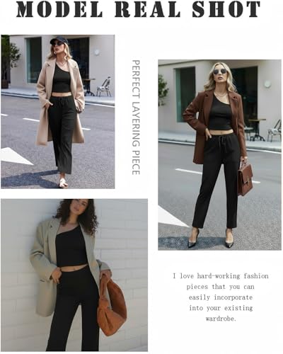 Ekouaer 4 Piece Sets for Women Casual Lounge Sets Summer Vacation Outfits - color: Black, size: Large