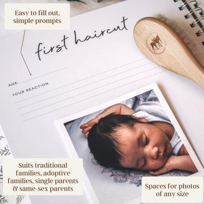 Peachly Unisex Baby Memory Book - First Year Baby Book Keepsake - color: natural linen