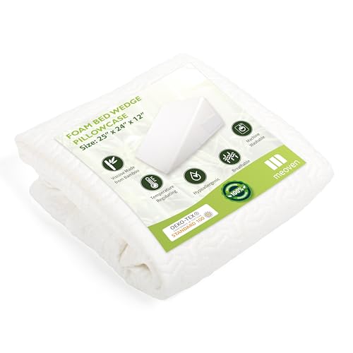 Wedge Pillow Cover 25x24x12 in, Zipper & Pockets, White - color: White