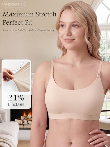 Nursing Bra for Breastfeeding Seamless Wireless Maternity Bra - color: Beige, size: X-Large