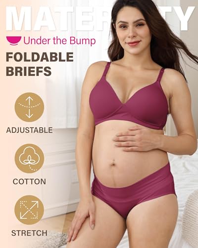 Intimate Portal Maternity Underwear, Cotton Foldable Under the Bump Briefs - color: 6-pk Black, size: Medium