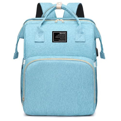 houscly Diaper Bag Backpack with Changing Station, 25L Large Capacity - color: Light Blue