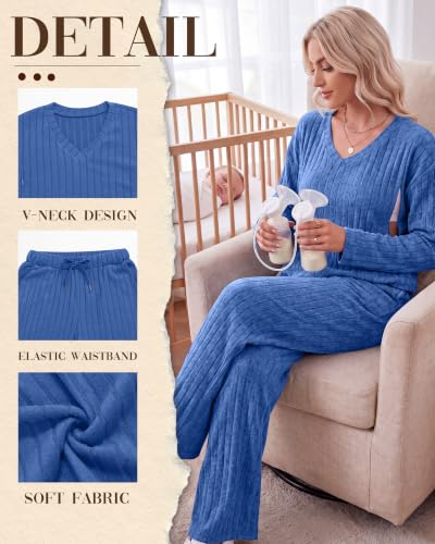 Huukeay 2 Piece Postpartum Nursing Sets - color: Blue, size: X-Large