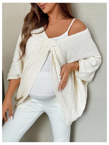 Milumia Women's Maternity Twist Front Sweater Oversized Pregnancy Cardigan - color: Apricot, size: Medium