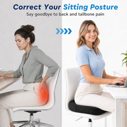 Gel Seat Cushion for Office Chair, Memory Foam, Black - color: Black